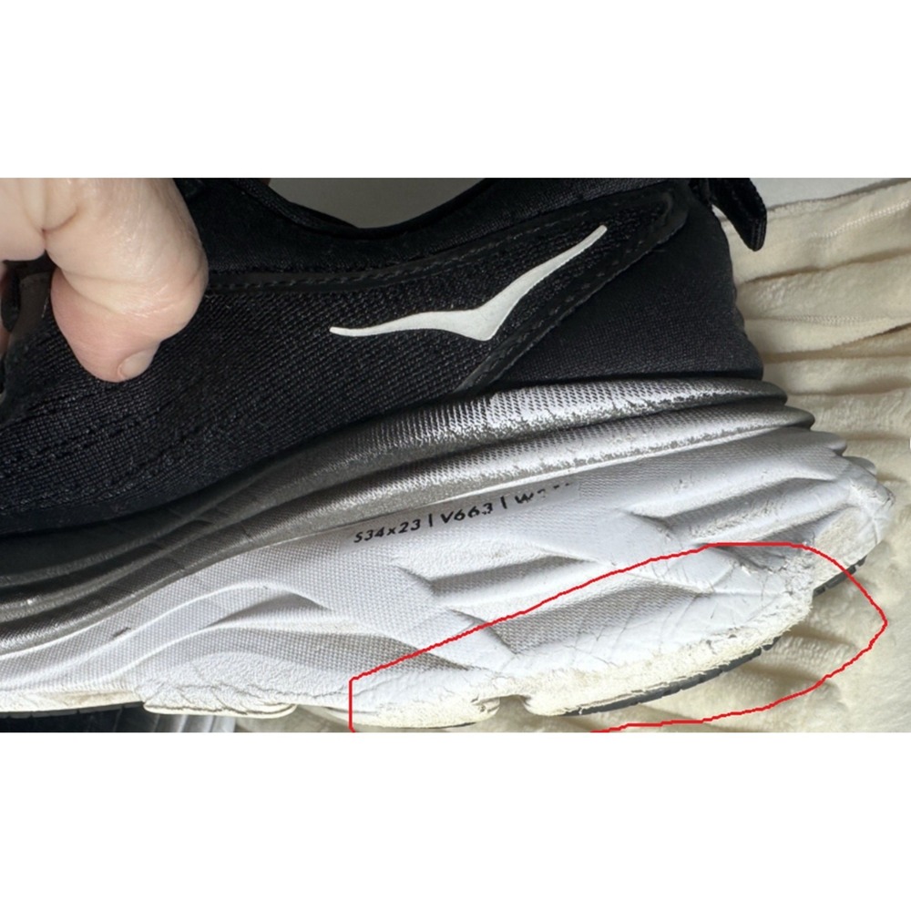 Hoka Bondi 8 Running Shoes Women's 7B Black White Maximalist Cushion *READ* - Picture 4 of 10
